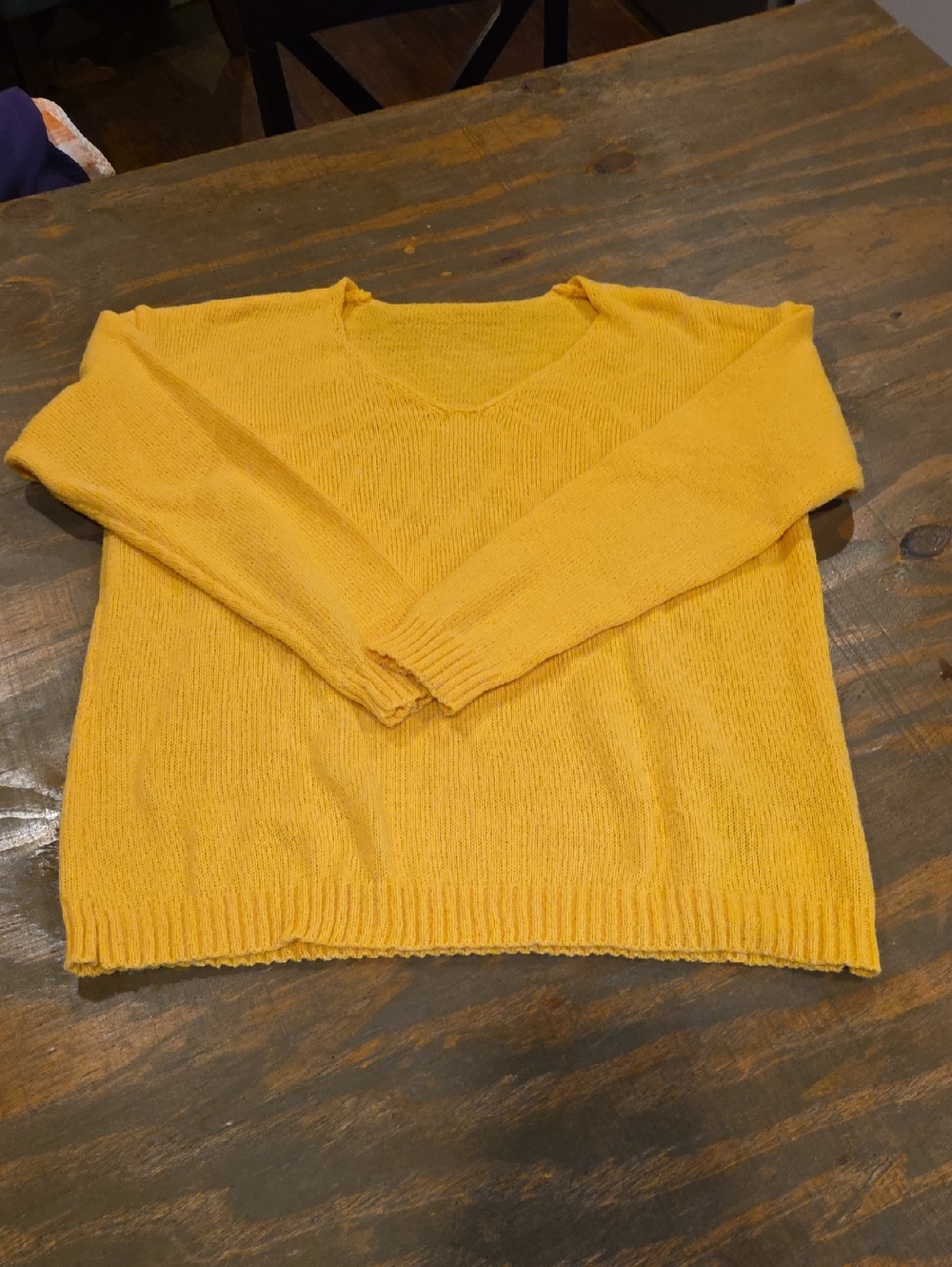 Yellow V-Neck Women's Sweater
